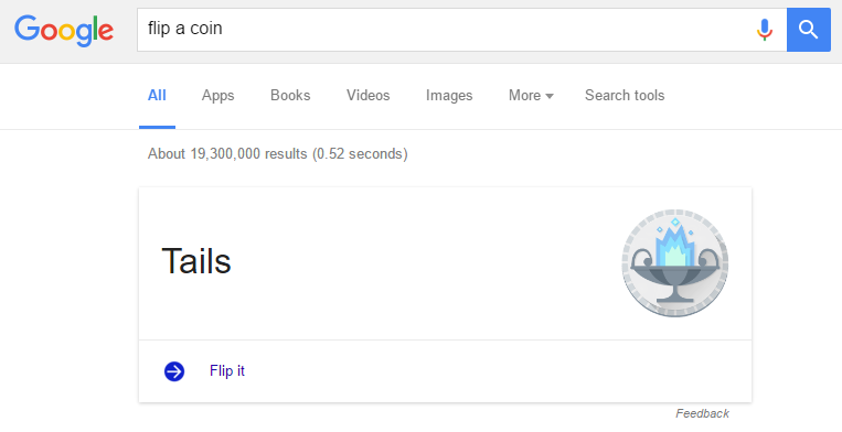 How to use Google's Search Engine to flip a coin